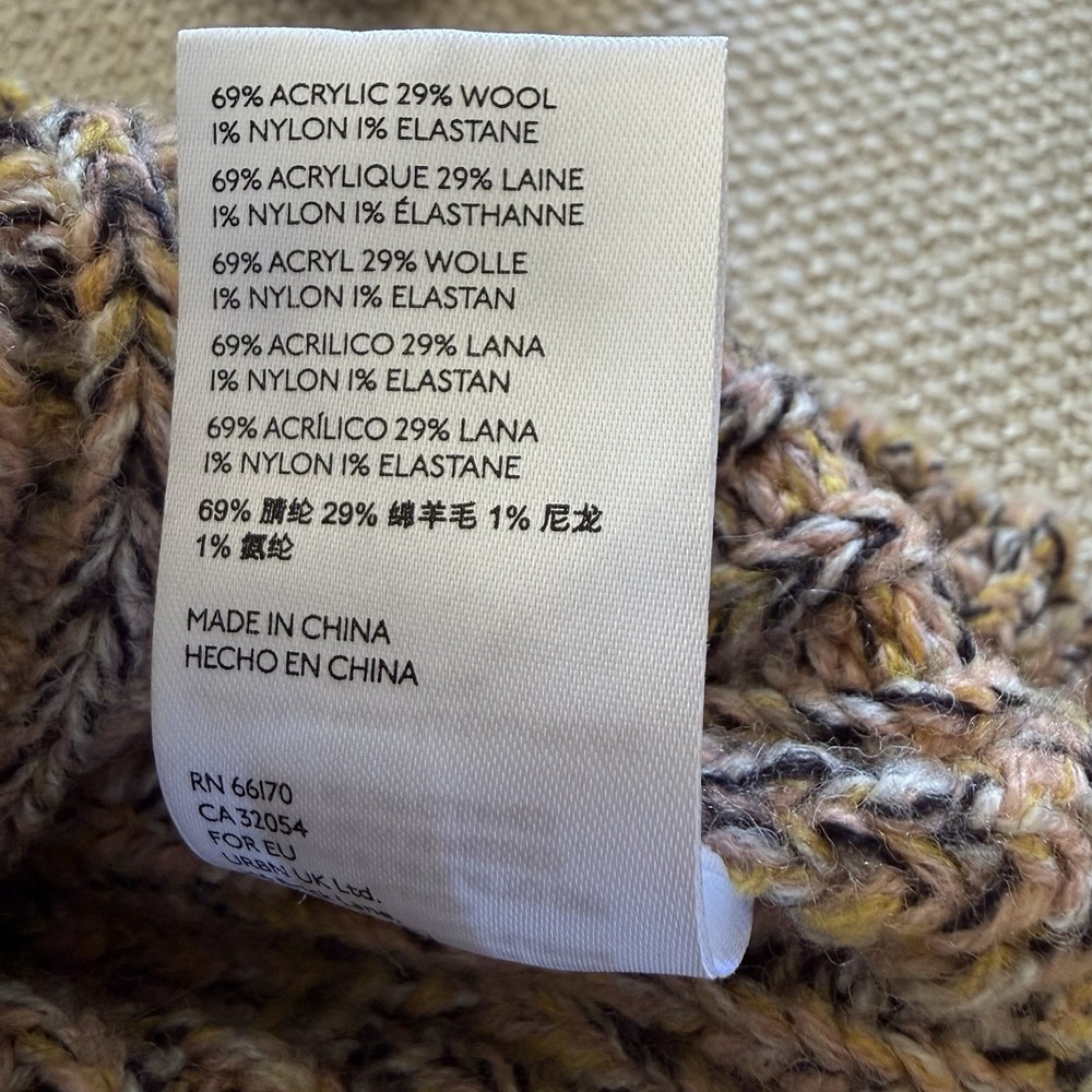 Anthropologie Pilcro Marled Chunky V-Neck Wool Blend Knit Sweater Size L Brown - Picture 6 of 11
